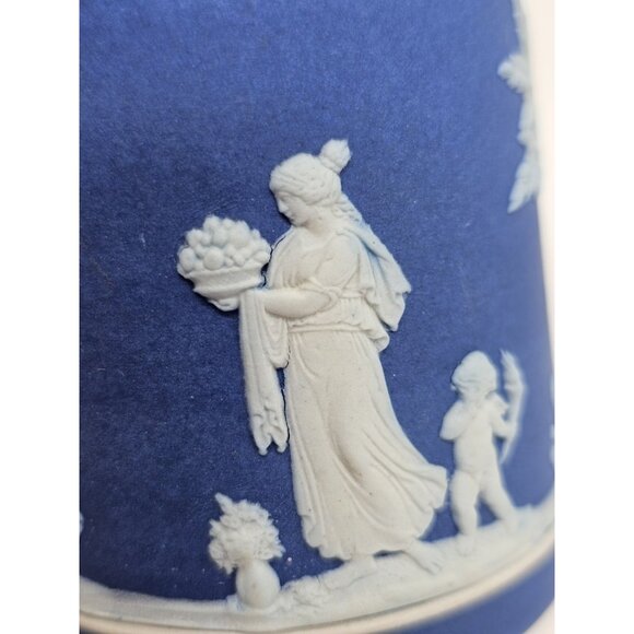 Wedgewood Jasperware Blue And White 4" Creamer Victorian Ornate Boho - Picture 3 of 13